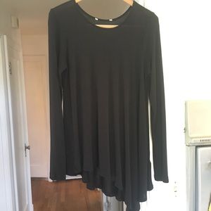 Three Dots Long Black Asymmetrical Sweater Top S